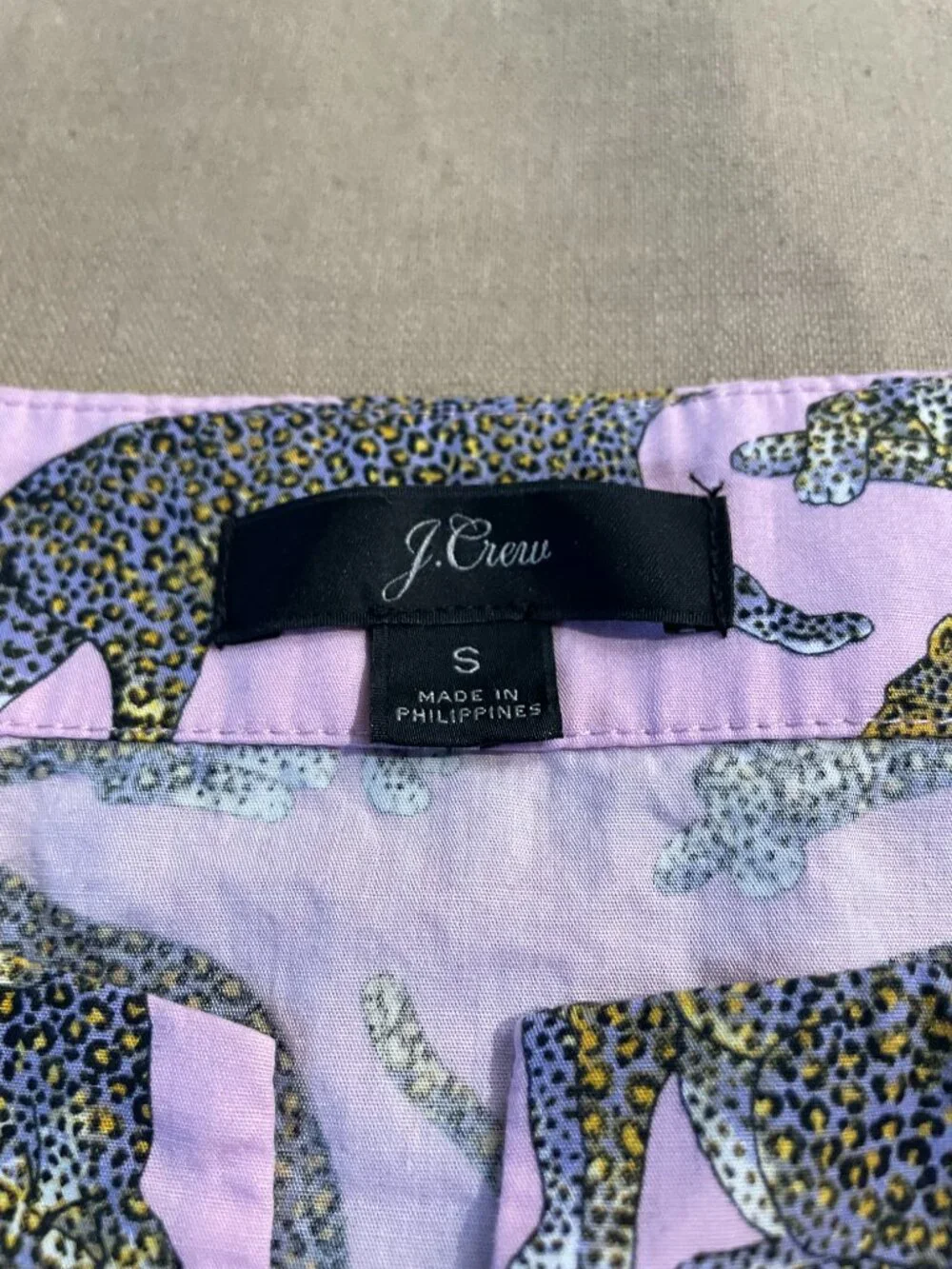 J Crew Open V-neck top in Ratti® cheetah print Sz S Pink Preppy Whimsical Artsy
